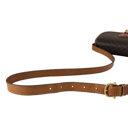 CELINE Macadam Blason Front Buckle Shoulder bag Brown Vintage kkjgdk
