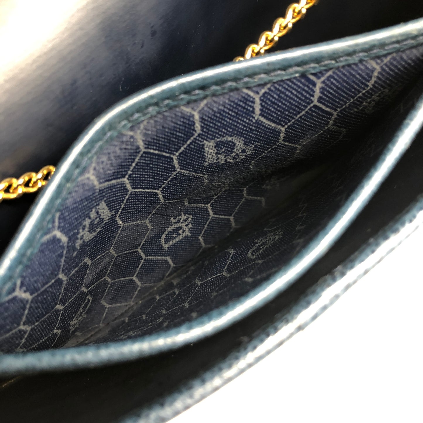 Christian Dior Chain Shoulder bag Navy Vintage 6bs87e