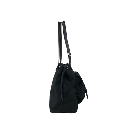 PRADA Tessuto Triangle Logo Double Pocket Totebag Black Vintage bdfpbe