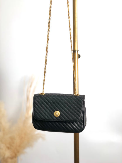 CELINE Triomphe Chain Shoulder bag Black Vintage pt5aps