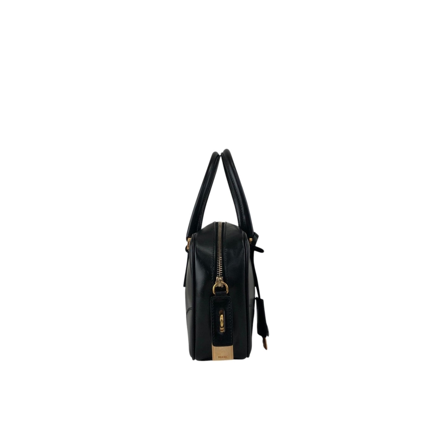 PRADA Triangle Logo Small Boston bag Handbag Black Vintage b7mxwa
