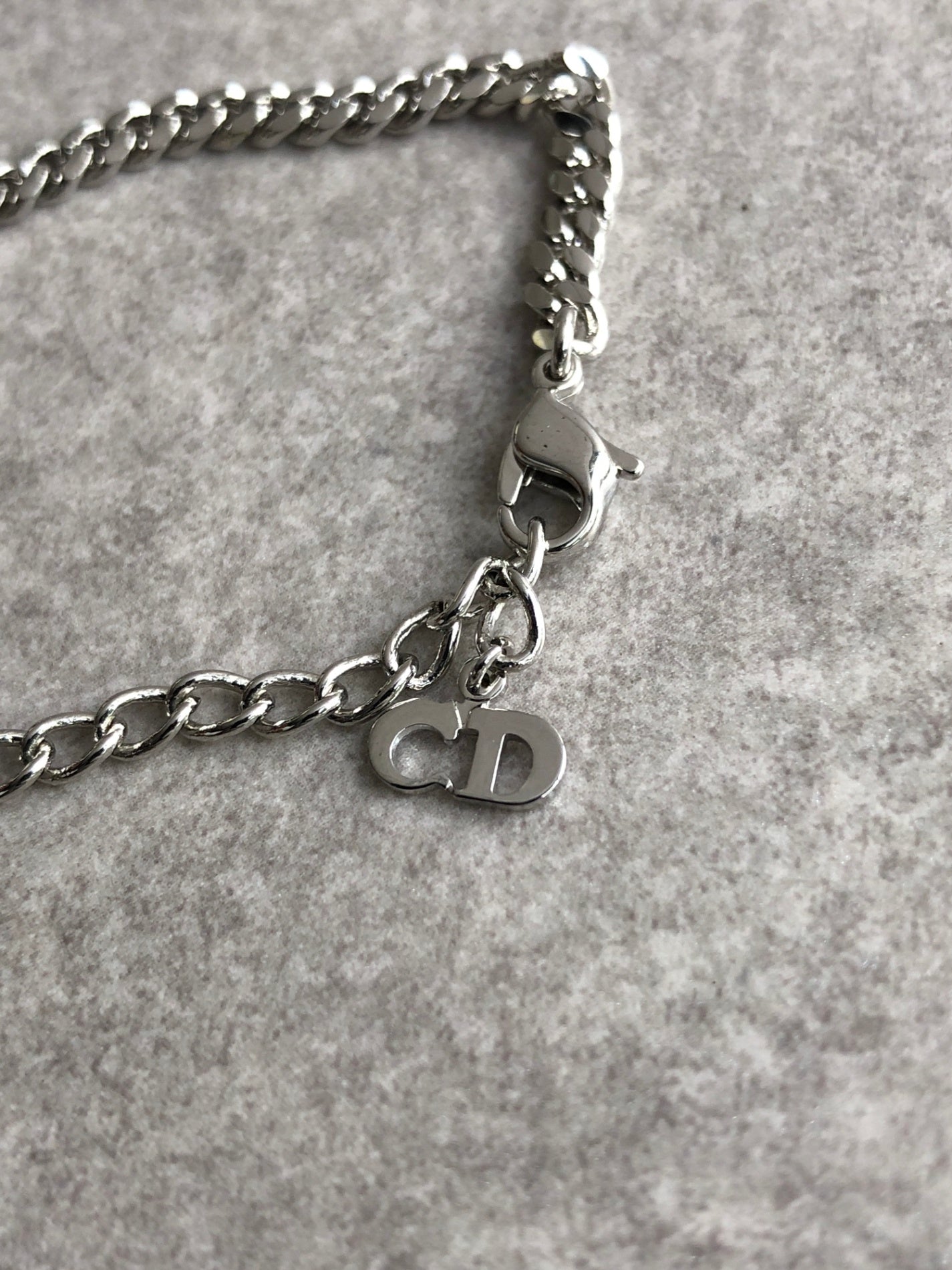 Christian Dior Logo Motif Bracelet Silver Vintage h56tec