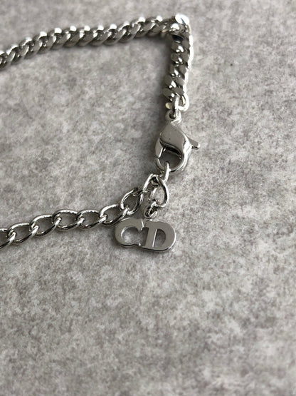 Christian Dior Logo Motif Bracelet Silver Vintage h56tec