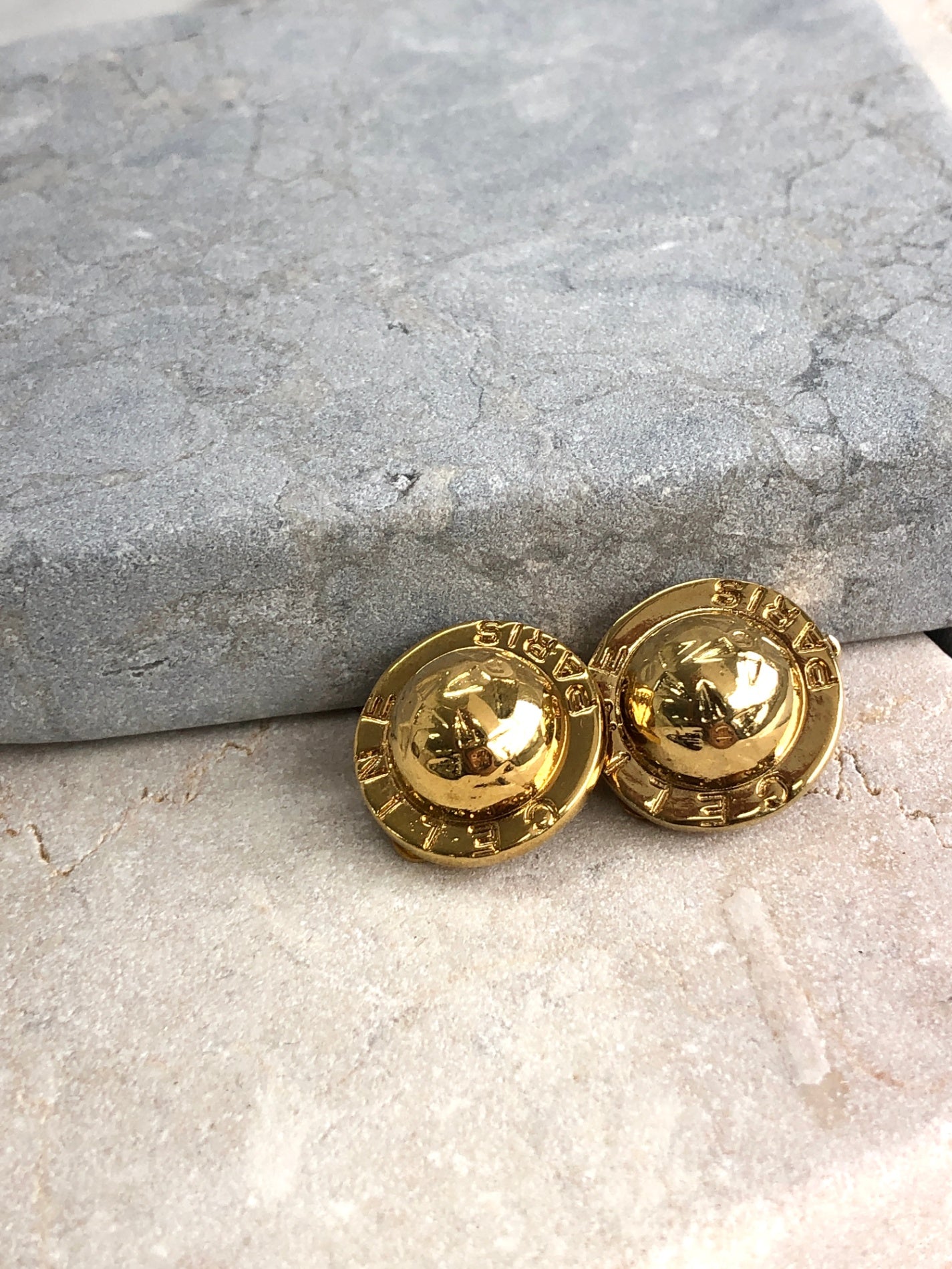 CELINE Starball Earrings Gold Vintage 77txbf