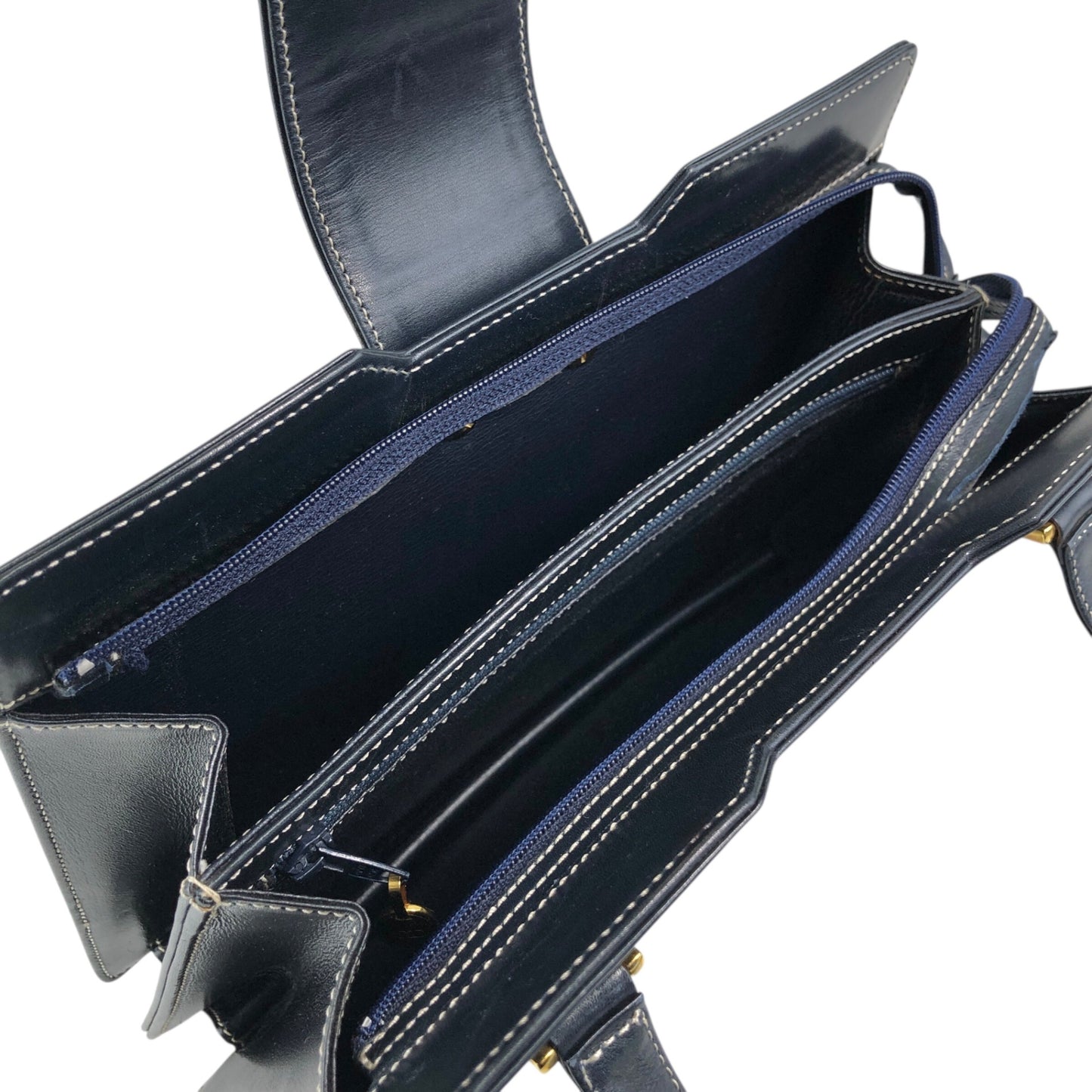 Christian Dior Logo Handbag Dark Navy Vintage undgi8