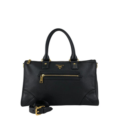 PRADA Logo Two-way Small Boston bag Shoulder bag Black Vintage h5k5fy