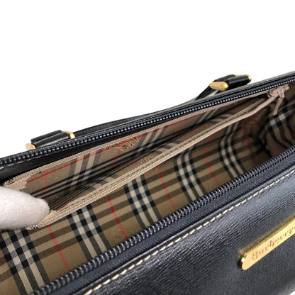 BURBERRY Logo Handbag Black Vintage vfc26w