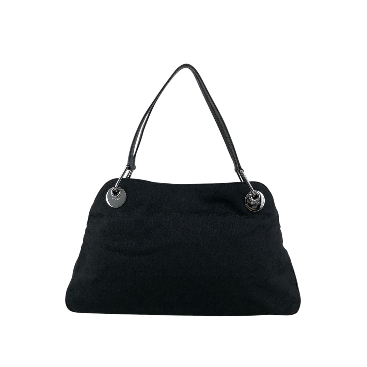 GUCCI Logo Shoulder bag Handbag Black Vintage nwnyi4