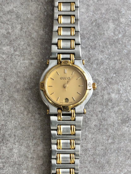 GUCCI Quartz Watch Silver×Gold 9000L Vintage hh8pxb