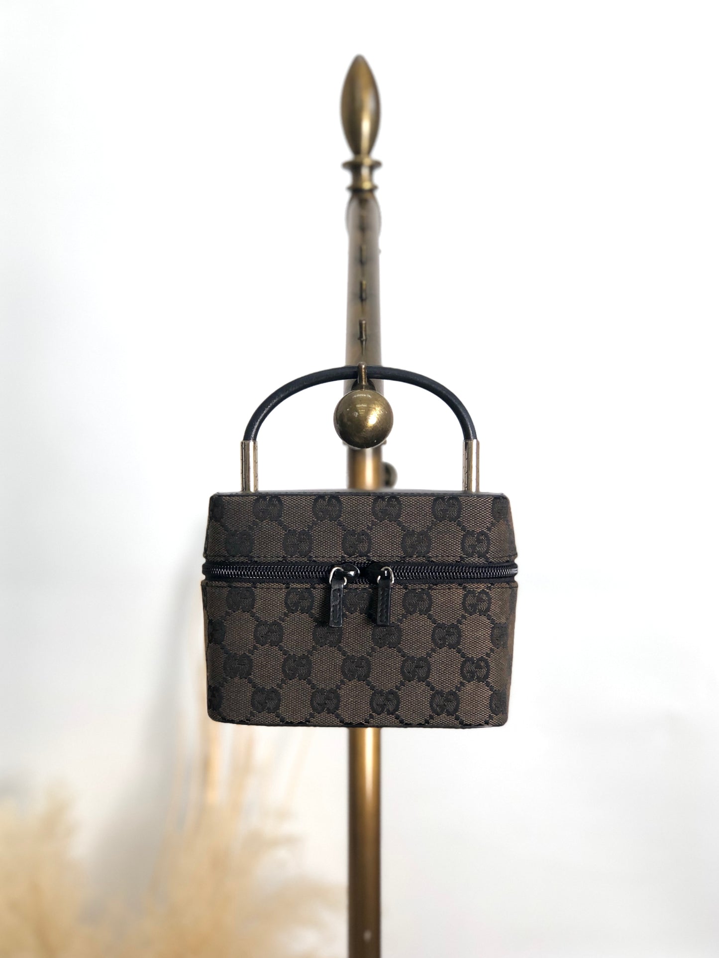GUCCI GG Canvas Handbag Vanity bag Black Vintage px6678