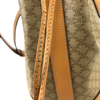 CELINE Macadam Blason Drawstring Shoulder bag Beige Vintage xugruh