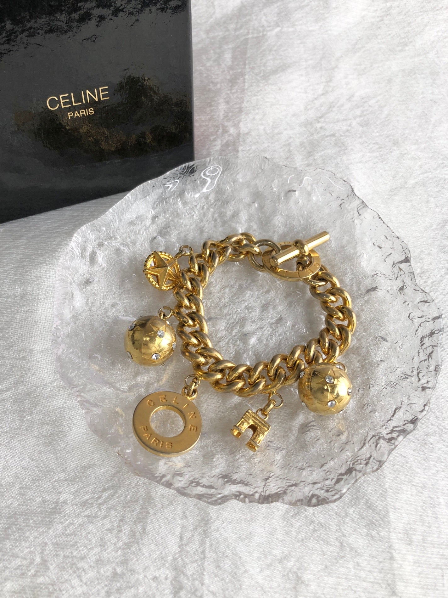 CELINE Arc de Triomphe Bracelet Gold Vintage stmihz