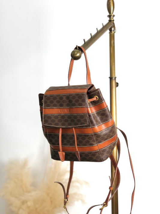 CELINE Macadam Logo Backpack Brown Vintage 32j7rc