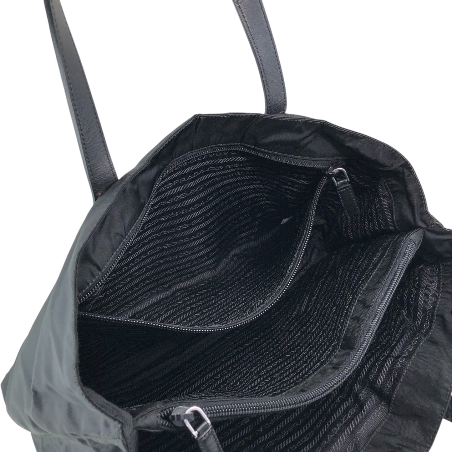 PRADA Tessuto Triangle Logo Handbag Totebag Black Vintage rjuwj5