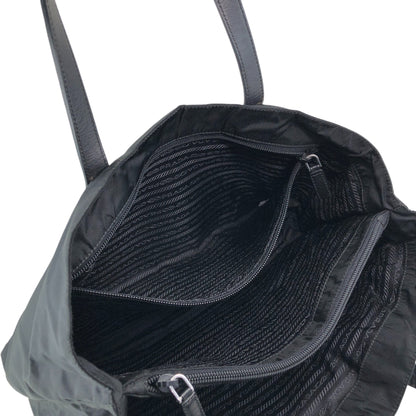 PRADA Tessuto Triangle Logo Handbag Totebag Black Vintage rjuwj5