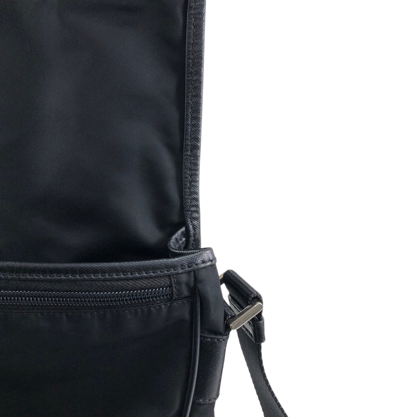 PRADA Tessuto Triangle Logo Front Buckle Shoulder bag Black Vintage 78def6