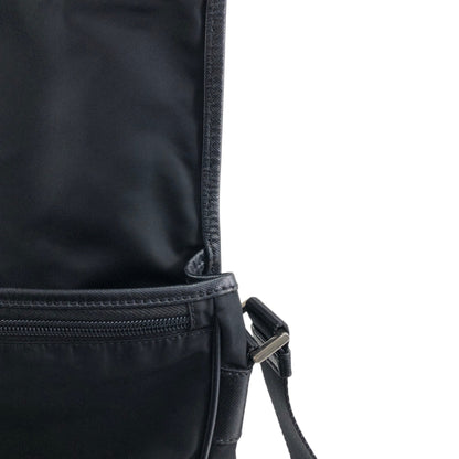 PRADA Tessuto Triangle Logo Front Buckle Shoulder bag Black Vintage 78def6