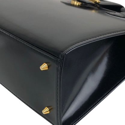 Yves Saint Laurent Logo Handbag Totebag Black Vintage vukaay