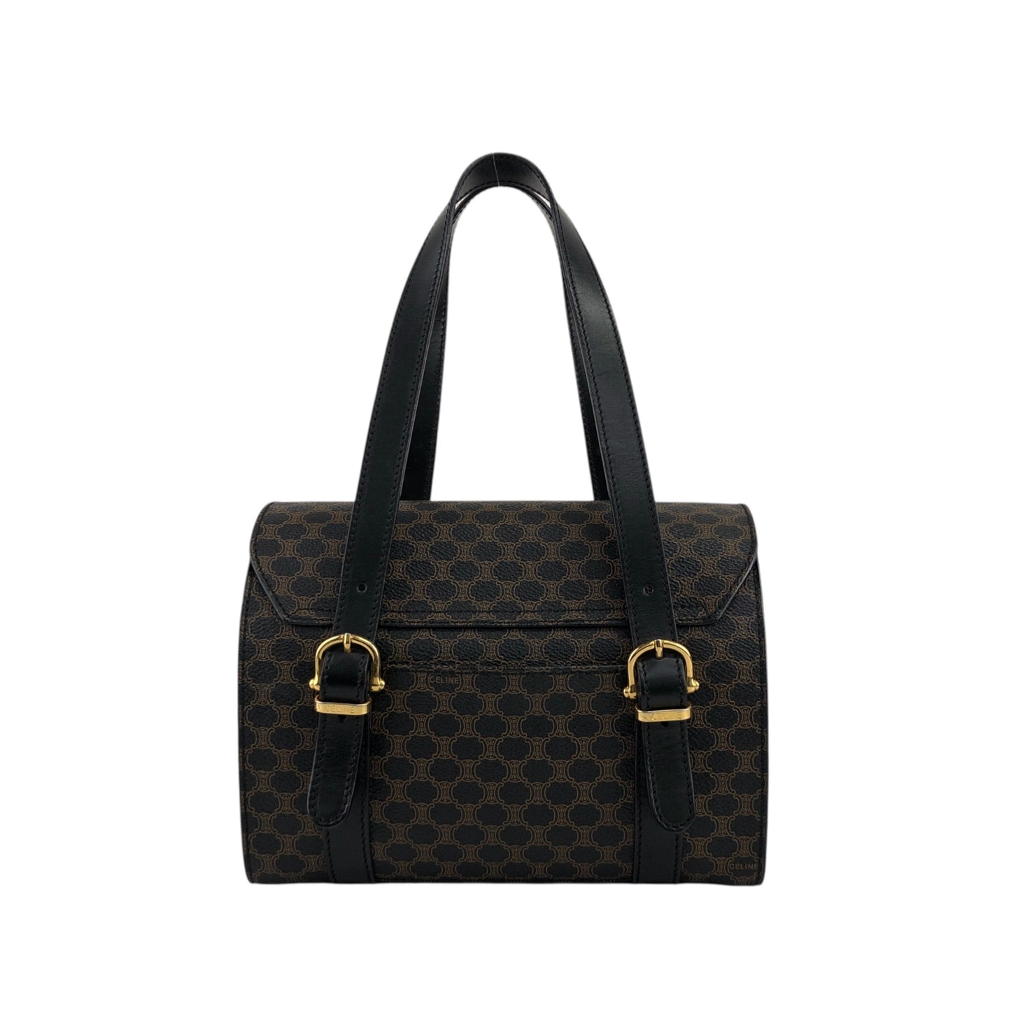 CELINE Macadam Handbag Vanity bag Black Vintage c64kav