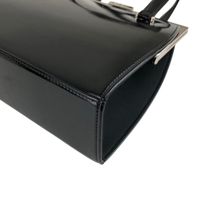 Yves Saint Laurent Metal Clasp Handbag Black Vintage km5h88