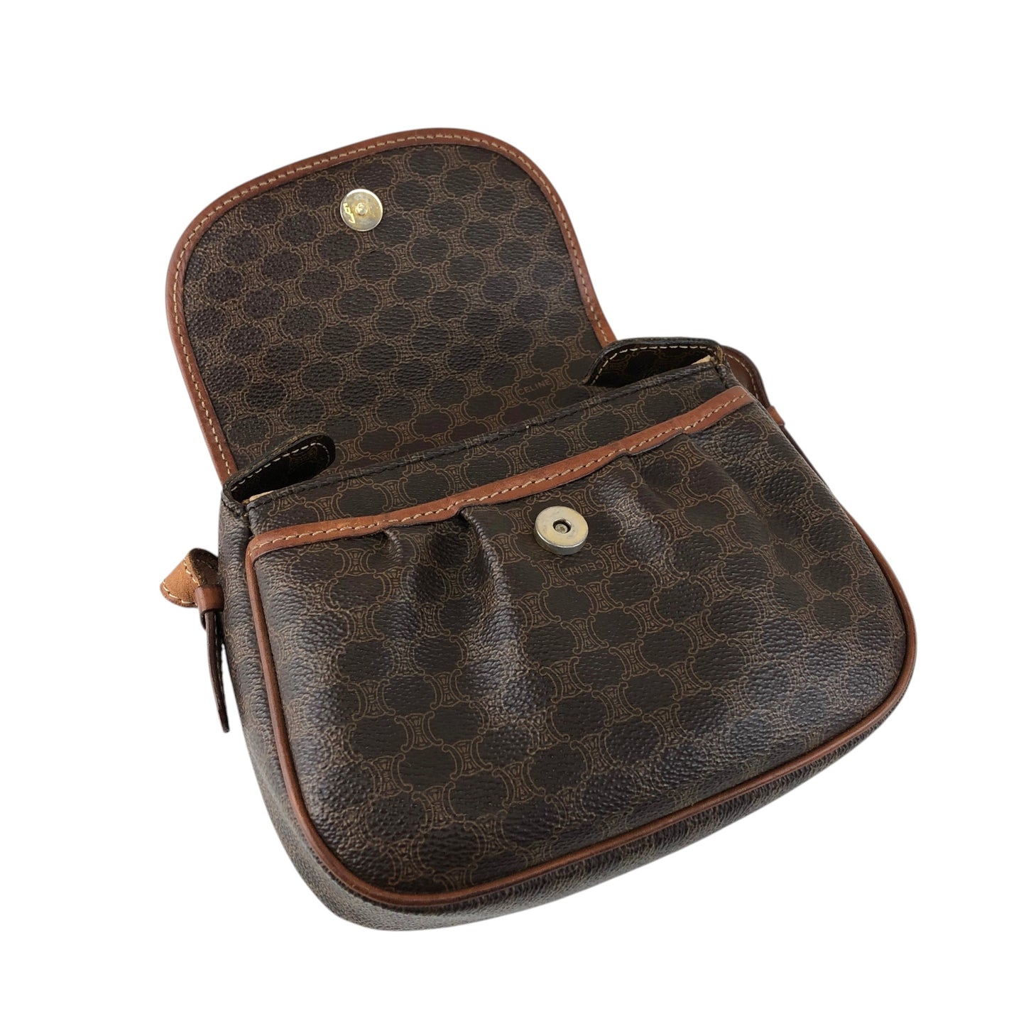 CELINE Macadam Blason Tassel Shoulder bag Brown Vintage zfbk3f