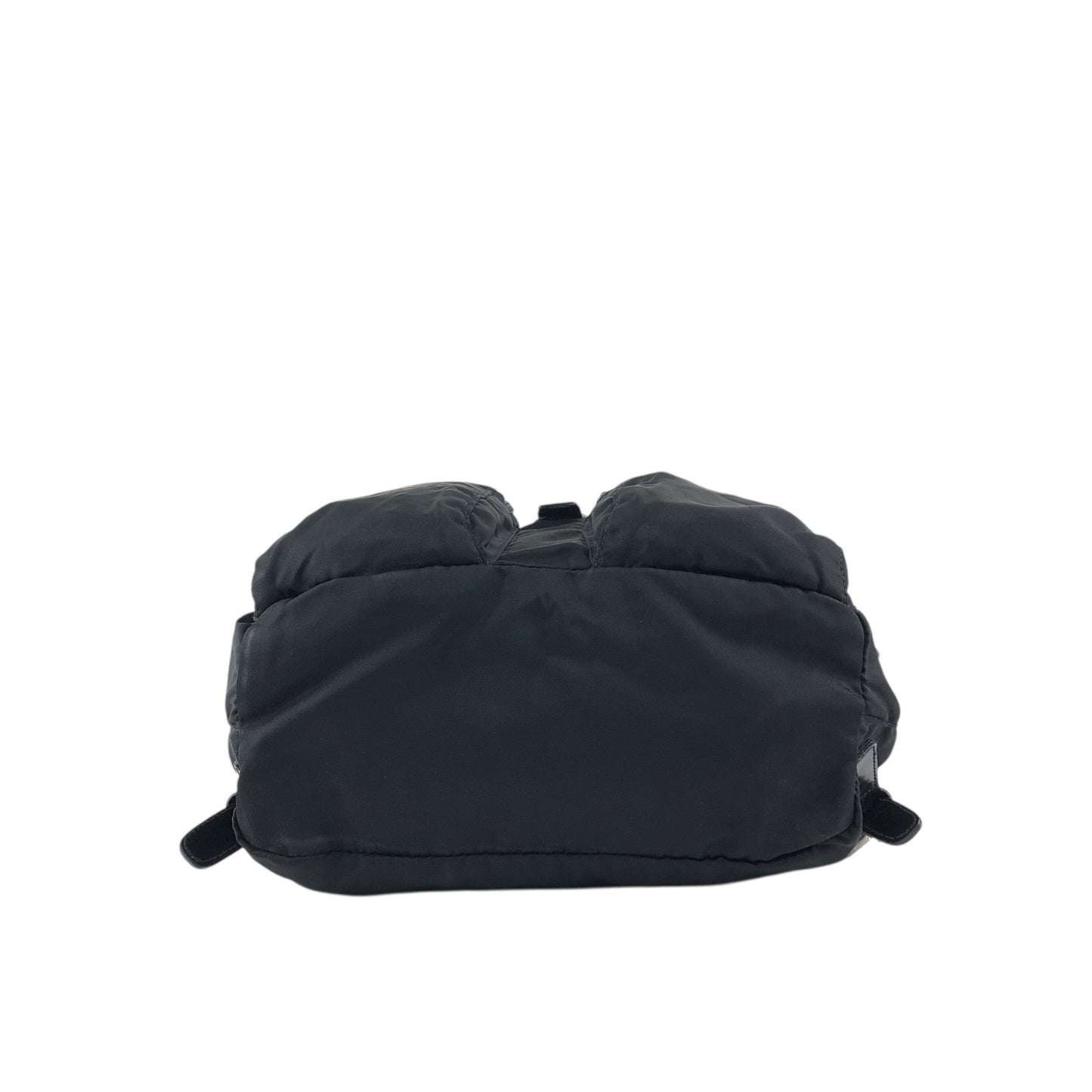 PRADA Tessuto Triangle Logo Front Buckle Backpack Black Vintage 3nkejc