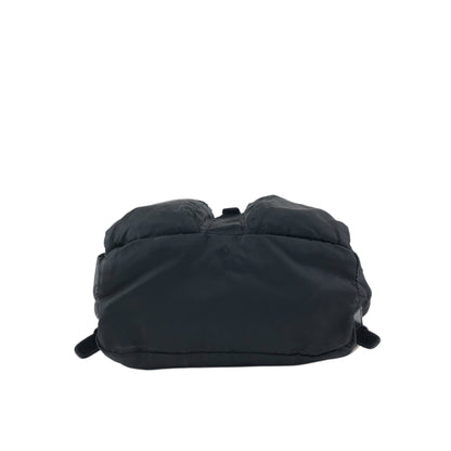 PRADA Tessuto Triangle Logo Front Buckle Backpack Black Vintage 3nkejc