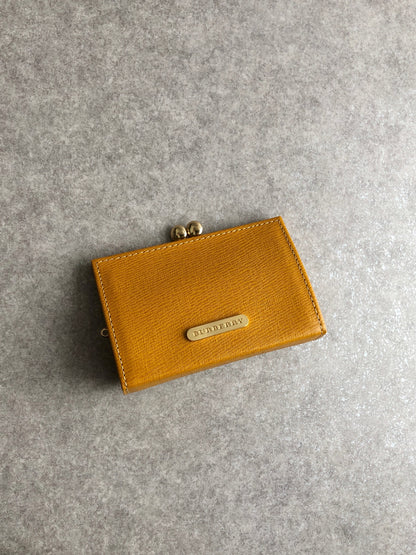 BURBERRY Logo Metal Clasp Coin Purse Yellow Vintage m834hs