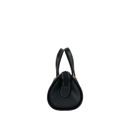 BURBERRY Logo Handbag Black Vintage vfc26w