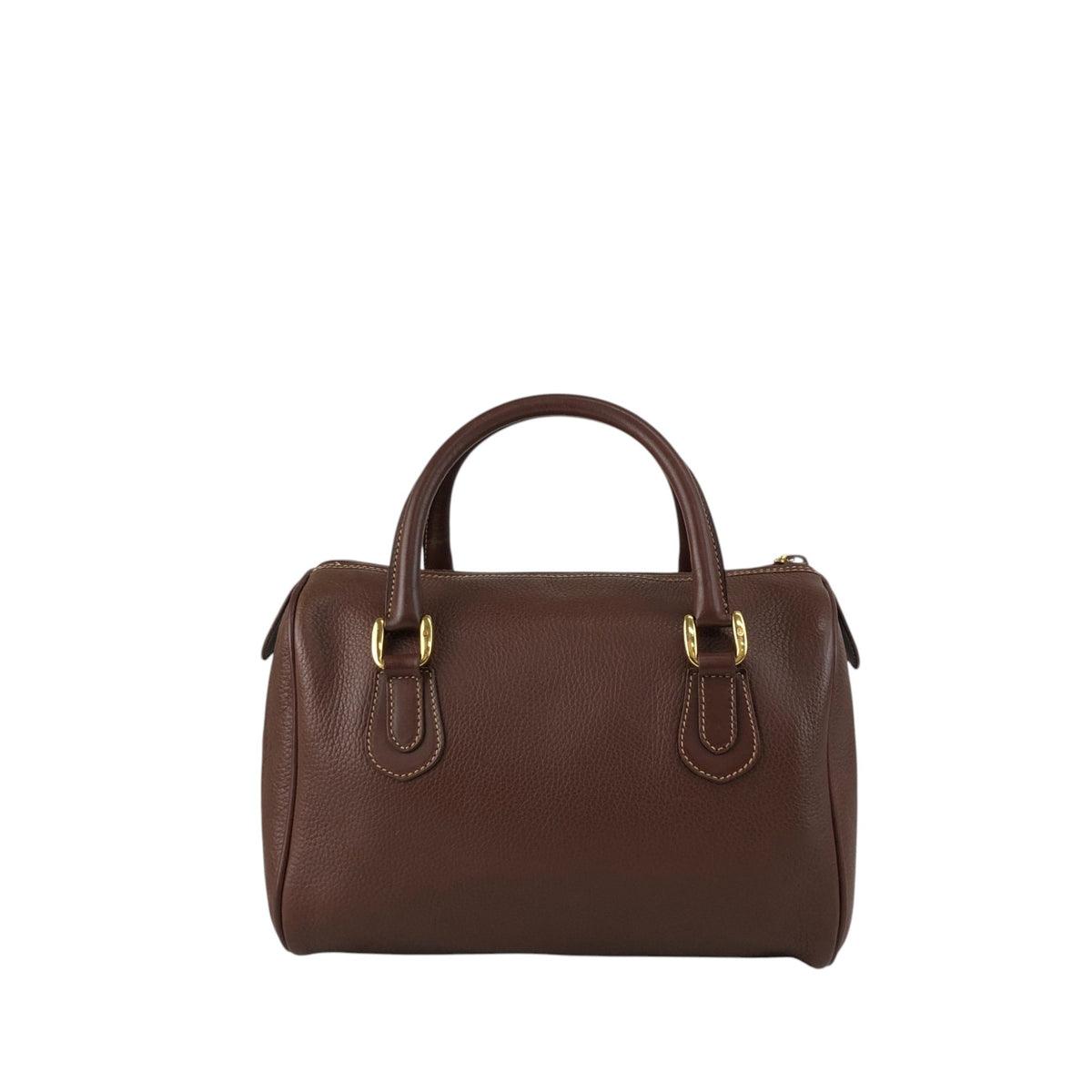 GUCCI Logo Embossed Small Boston bag Handbag Brown Vintage tpnfiv