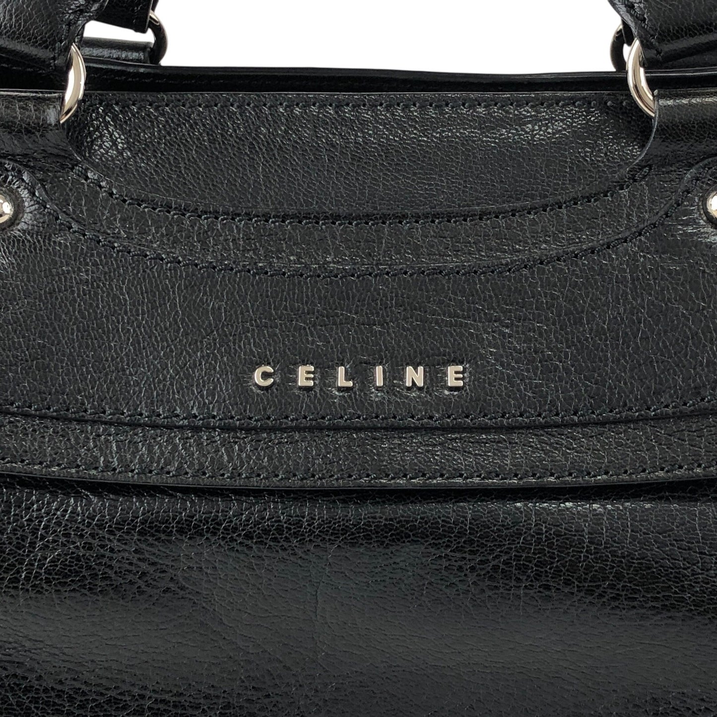 CELINE Horse Carriage Handbag Black Vintage ye36tf