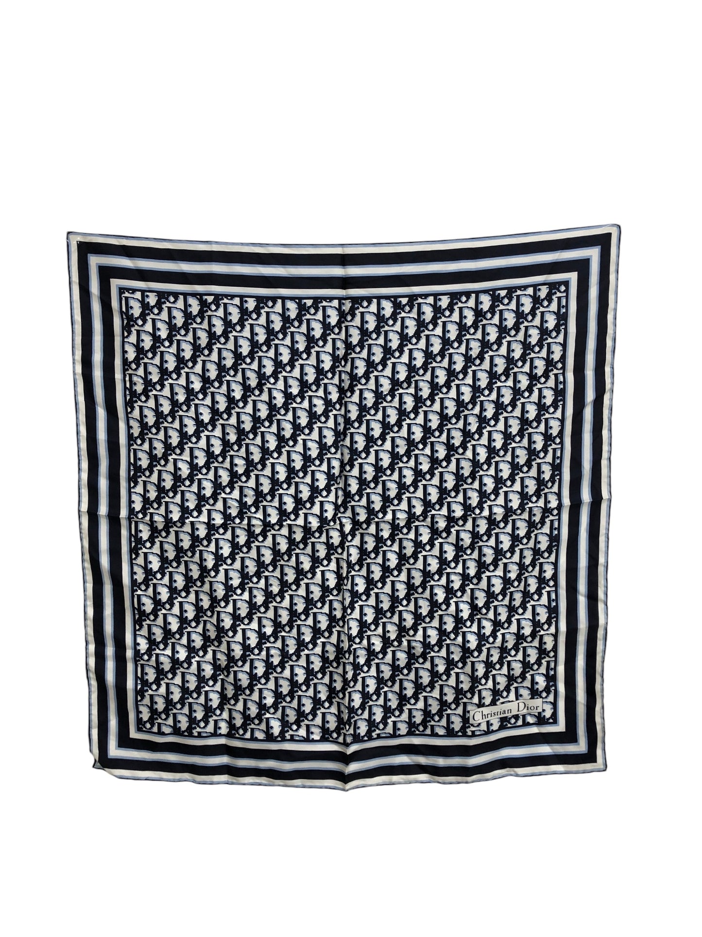 Christian Dior Trotter SILK Scarf Blue Vintage ev6t35