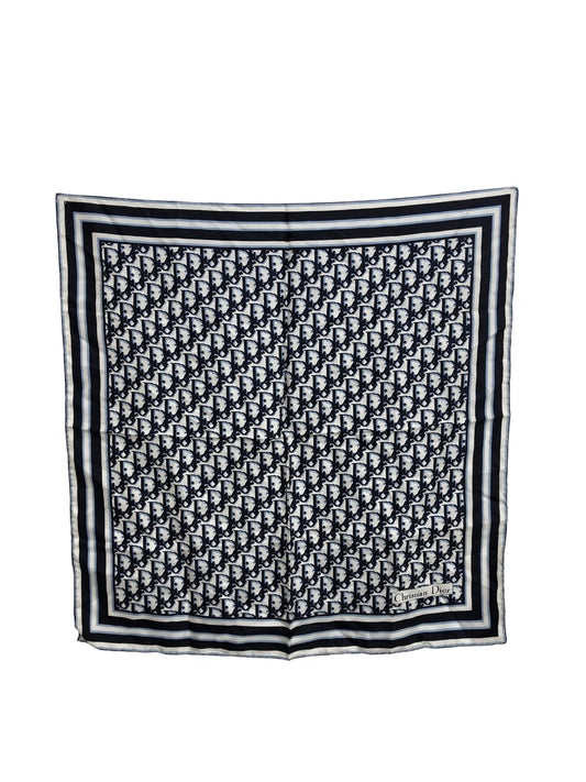 Christian Dior Trotter SILK Scarf Blue Vintage ev6t35