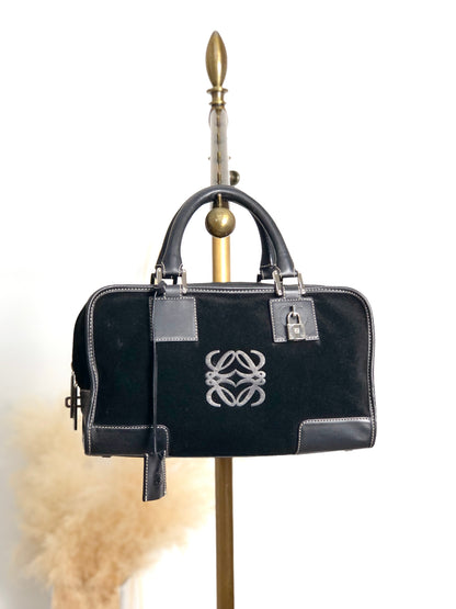 LOEWE Amazona28 Small Boston bag Handbag Black Vintage cbreh6