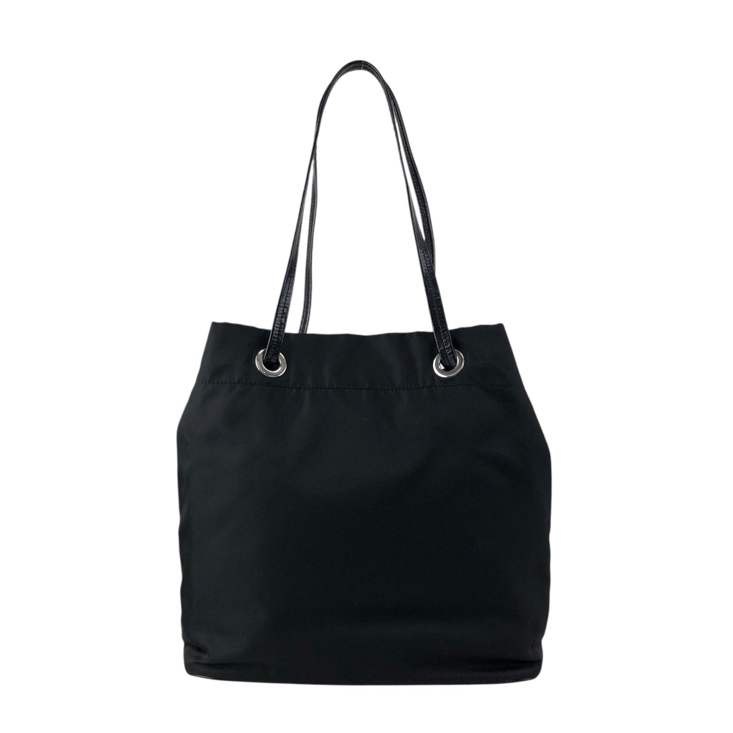 PRADA Tessuto Triangle Logo Drawstring Handbag Totebag Black Vintage 8y7i6t