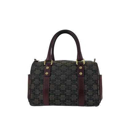 CELINE Blason Small Boston bag Handbag Gray Bordeaux Vintage iksjrc
