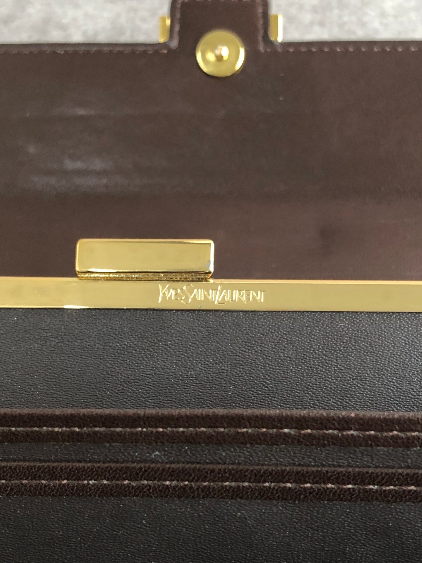 Yves Saint Laurent Logo Long Wallet Brown Vintage v4kc5e