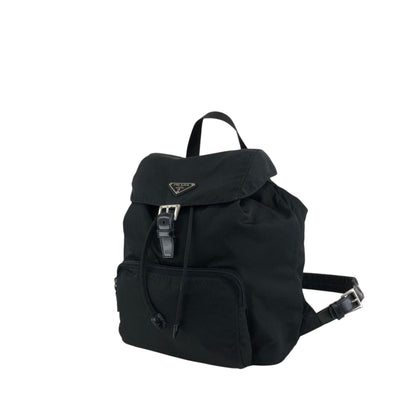 PRADA Tessuto Triangle Logo Front Buckle Front Pocket  Backpack Black Vintage 6abvn2