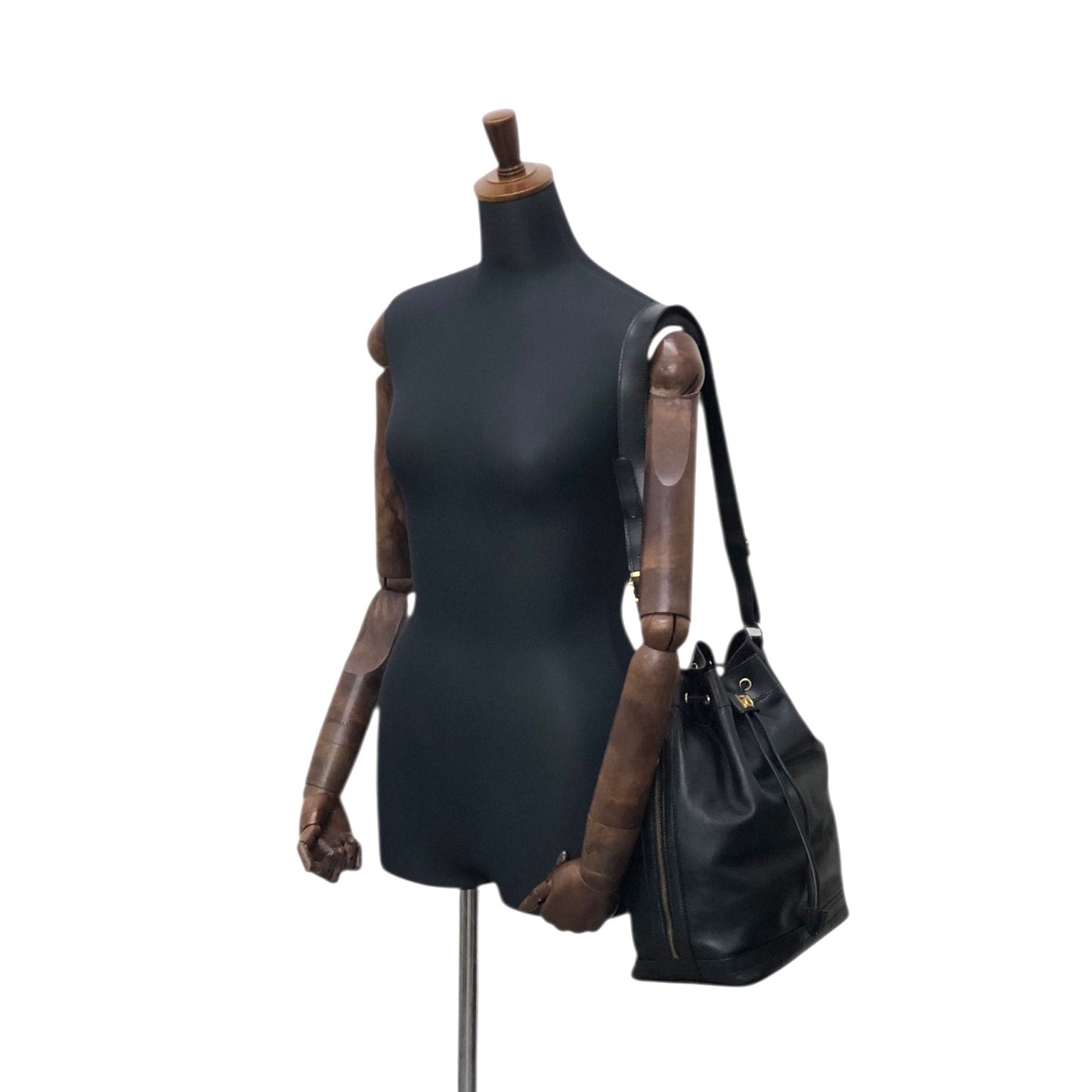 CELINE GancinivDrawstring Shoulder bag Black Vintage z78ygt