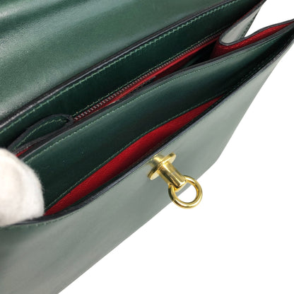 CELINE Gancini Handbag Dark Green Vintage sxajh2