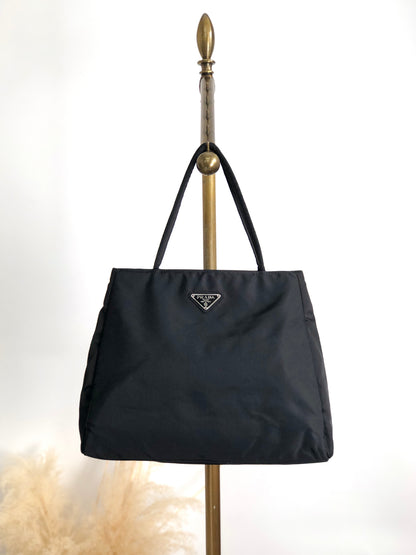 PRADA Triangle Logo Handbag Black Vintage kkmacr