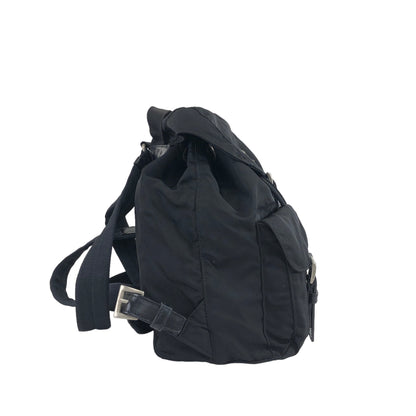 PRADA Triangle Logo Front Buckle Nylon Backpack Black Vintage f87c8s