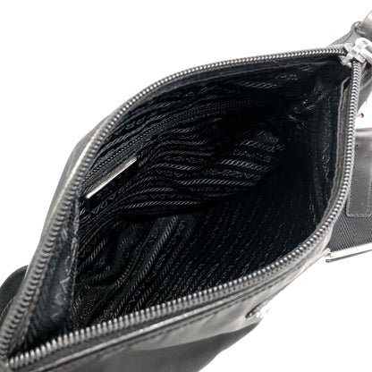 PRADA Tessuto Triangle Logo Front Pocket  Shoulder bag Black Vintage viexpn