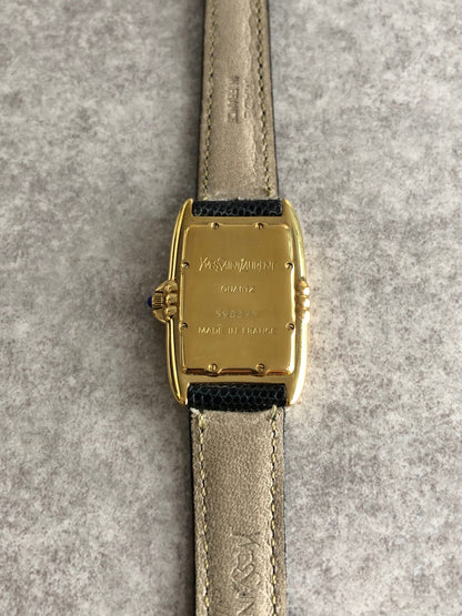 Yves Saint Laurent YSL Logo Watch Black×Gold Vintage 6utuhp