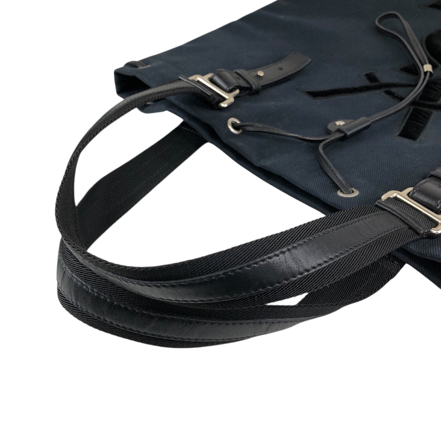 Yves Saint Laurent YSL Logo Totebag Handbag Black Vintage vtg2pn