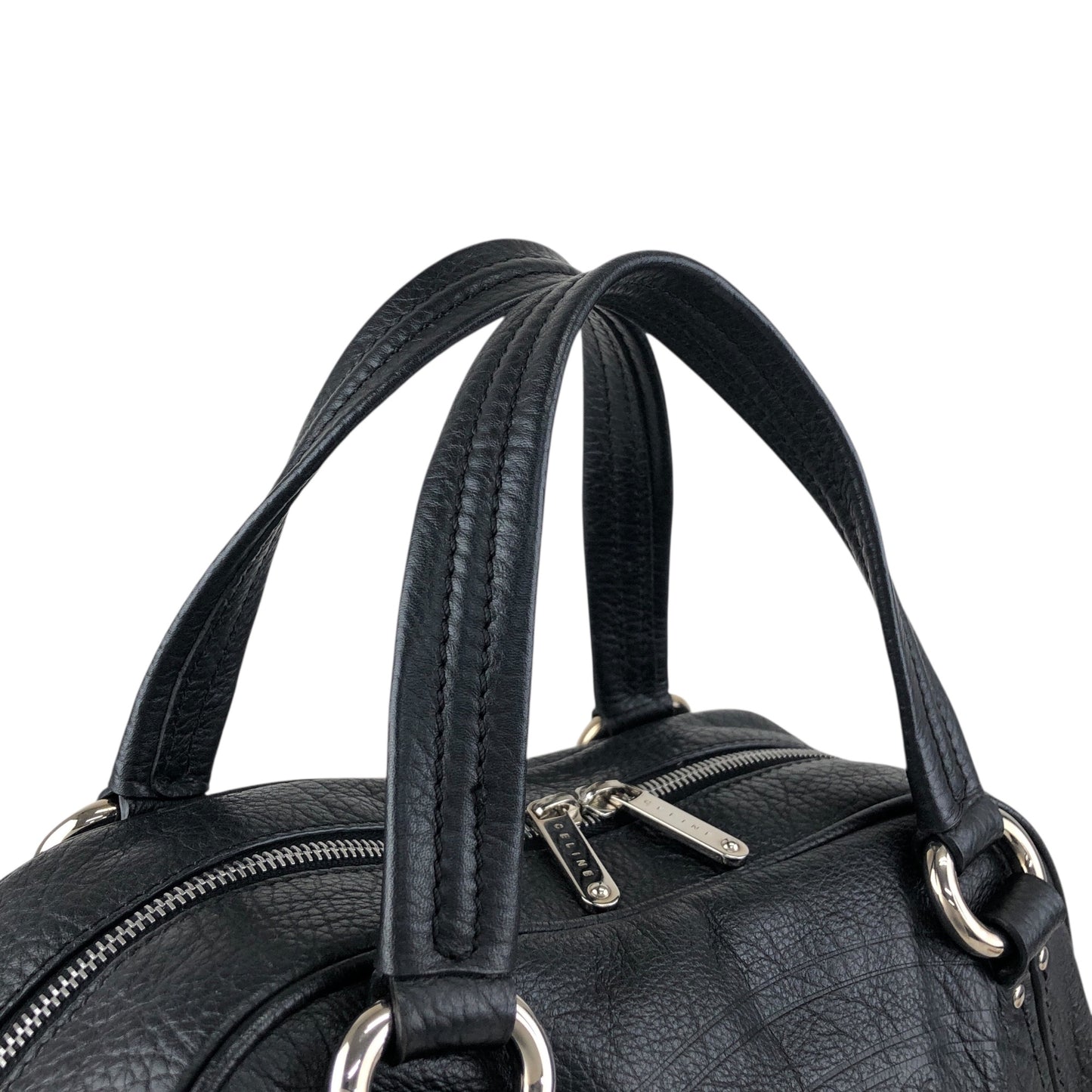 CELINE Blason Small Boston bag Handbag Black Vintage 2bg7ri