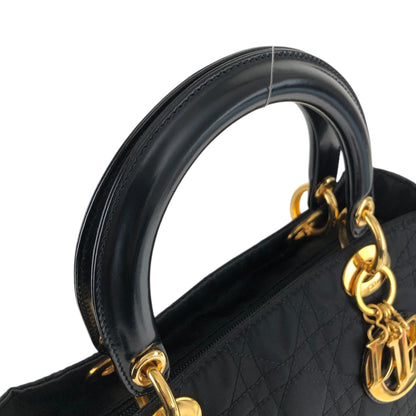 Christian Dior Lady Dior Cannage Logo Charm Two-way Handbag Shoulder bag Black Vintage wn3rsu