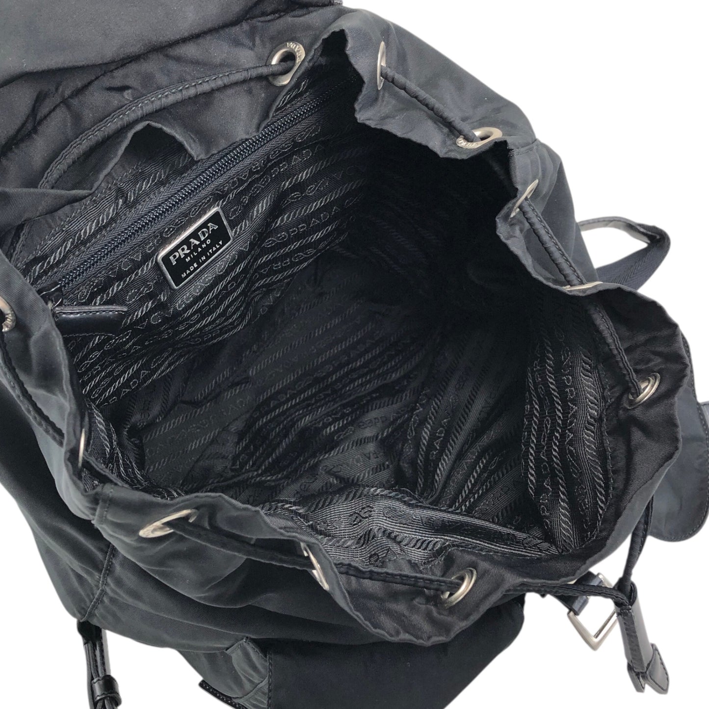 PRADA Tessuto Triangle Logo Double Pocket  Backpack Black Vintage 3pvjac