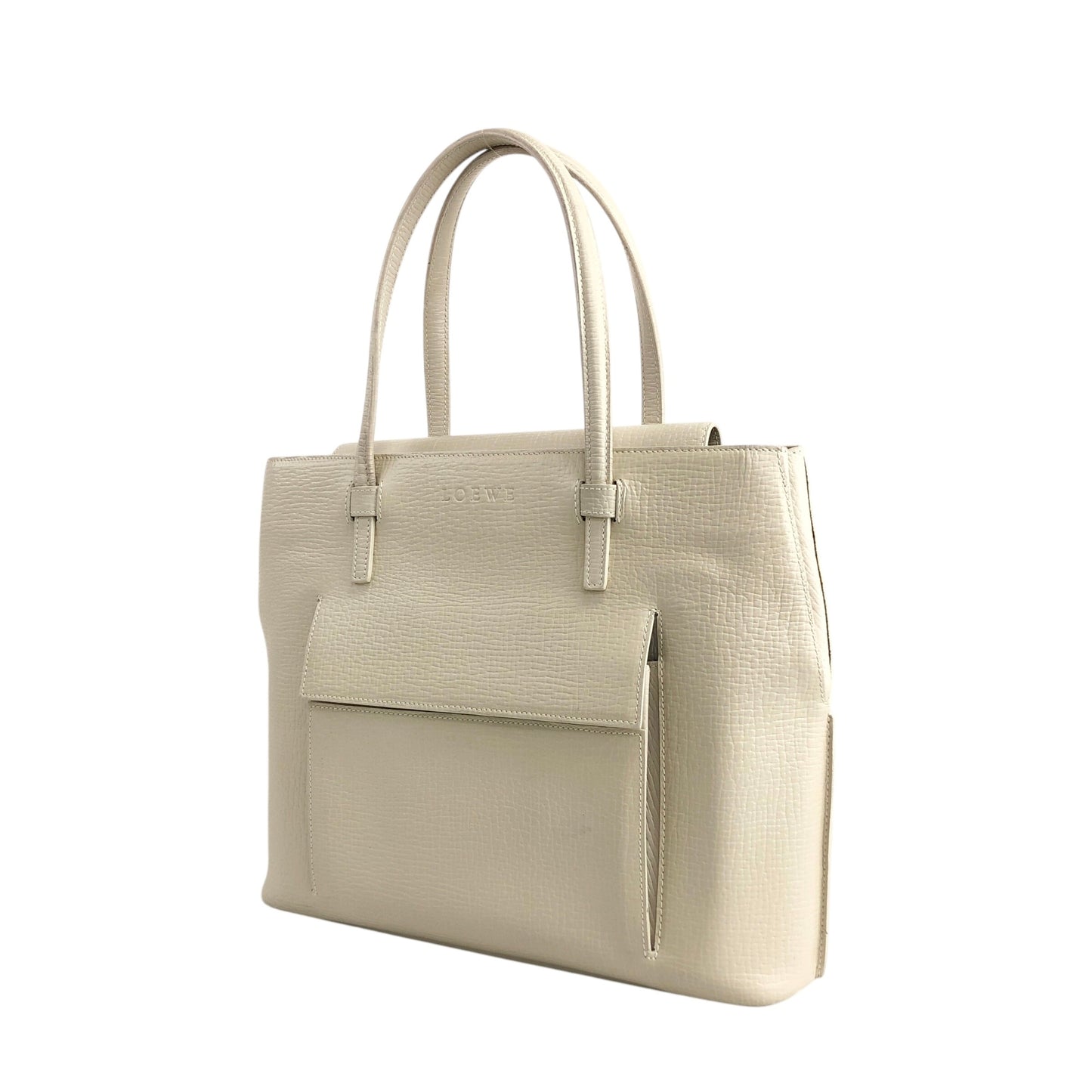 LOEWE Logo Embossed Handbag Ivory Vintage eu3utx