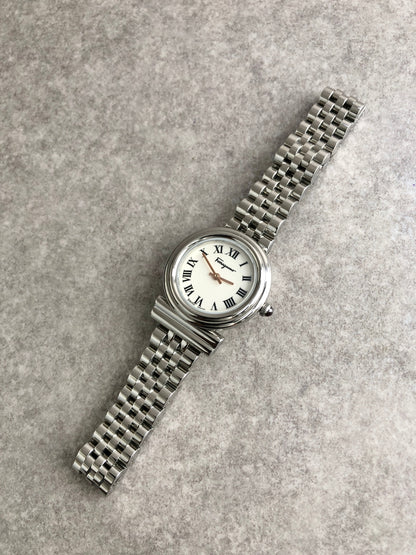 Salvatore Ferragamo Logo Quartz Watch Silver SFMV00322 Vintage pdubvx